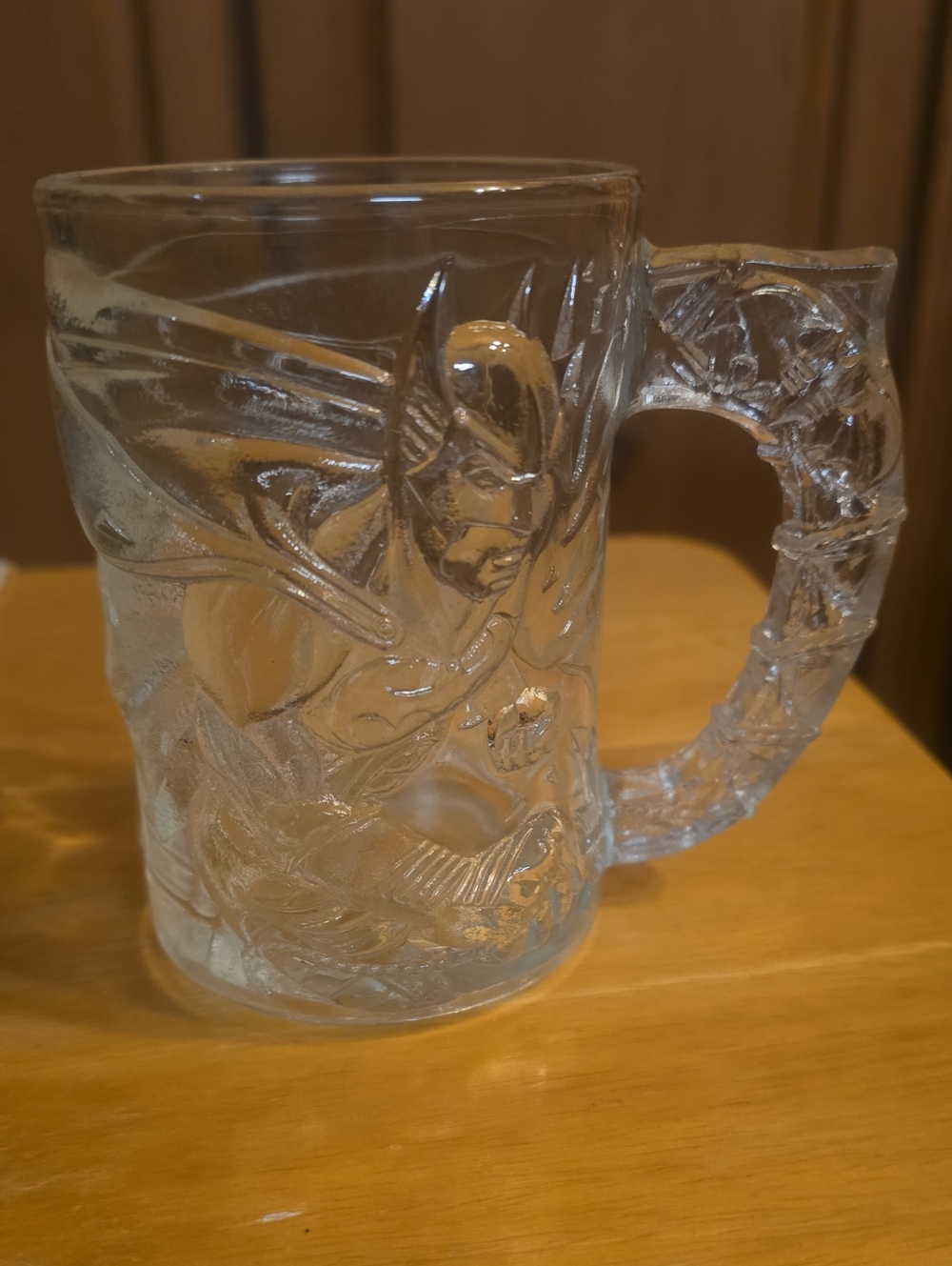 McDonald's Clear Embossed Superhero Glass Mug